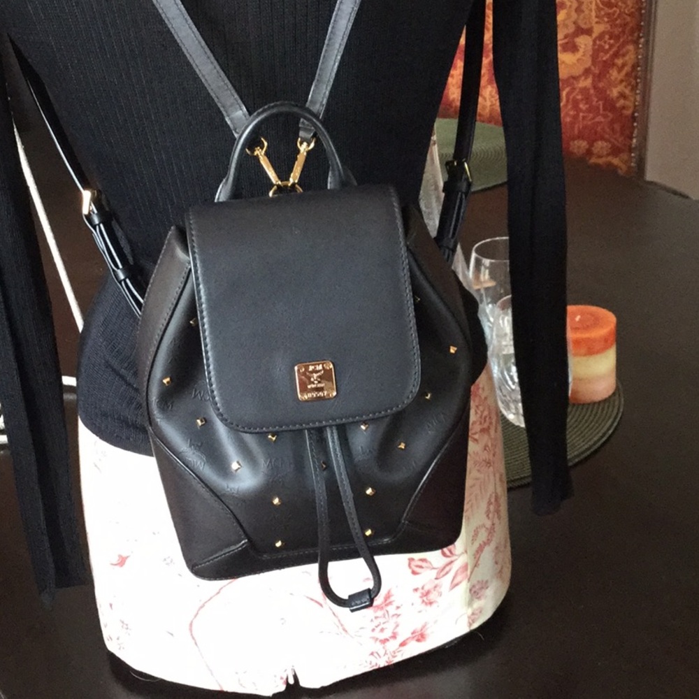 Authentic MCM Claudia Studs Mini Backpack Black